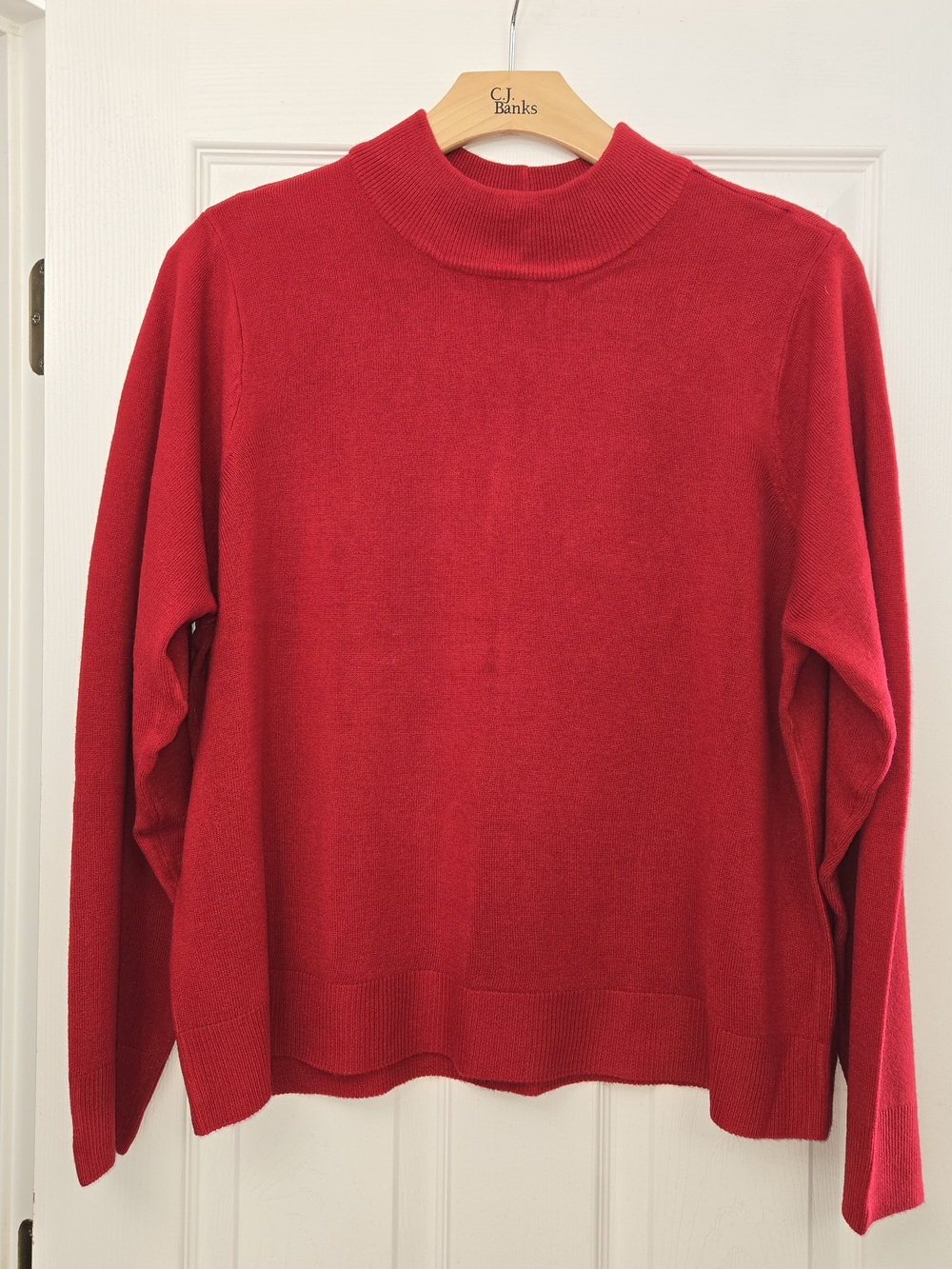 Elisabeth Williams Women's 2XL Red Mock Neck Knit Sweater Long Sleeve Pullover